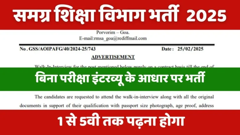 Samagra Shikha Vibhag Vacancy : समग्र शिक्षा विभाग में निकली भर्ती, आवेदन शुरू